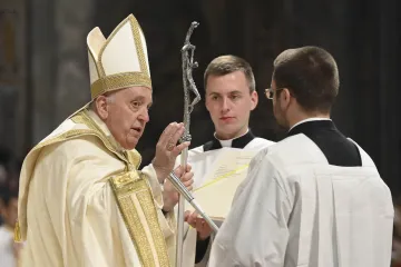 Pope Francis at the Easter Vigil Mass in St. Peter's Basilica on April 8, 2023.