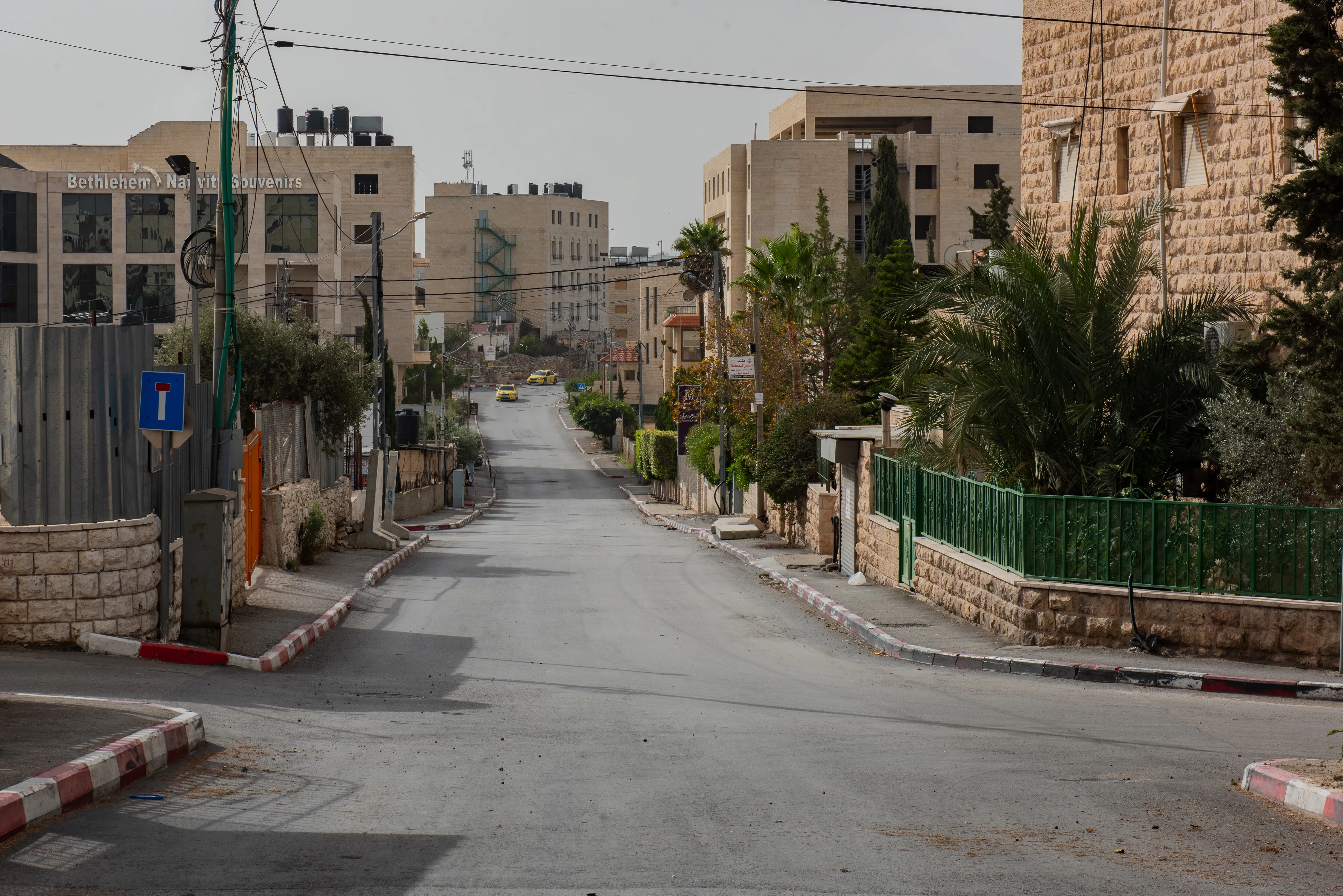 The road leading from checkpoint 300, one of the main entrances to Bethlehem, to the city is completely deserted. Since Oct. 7, when the war broke out, the gate has been closed. Nov. 18, 2023.?w=200&h=150