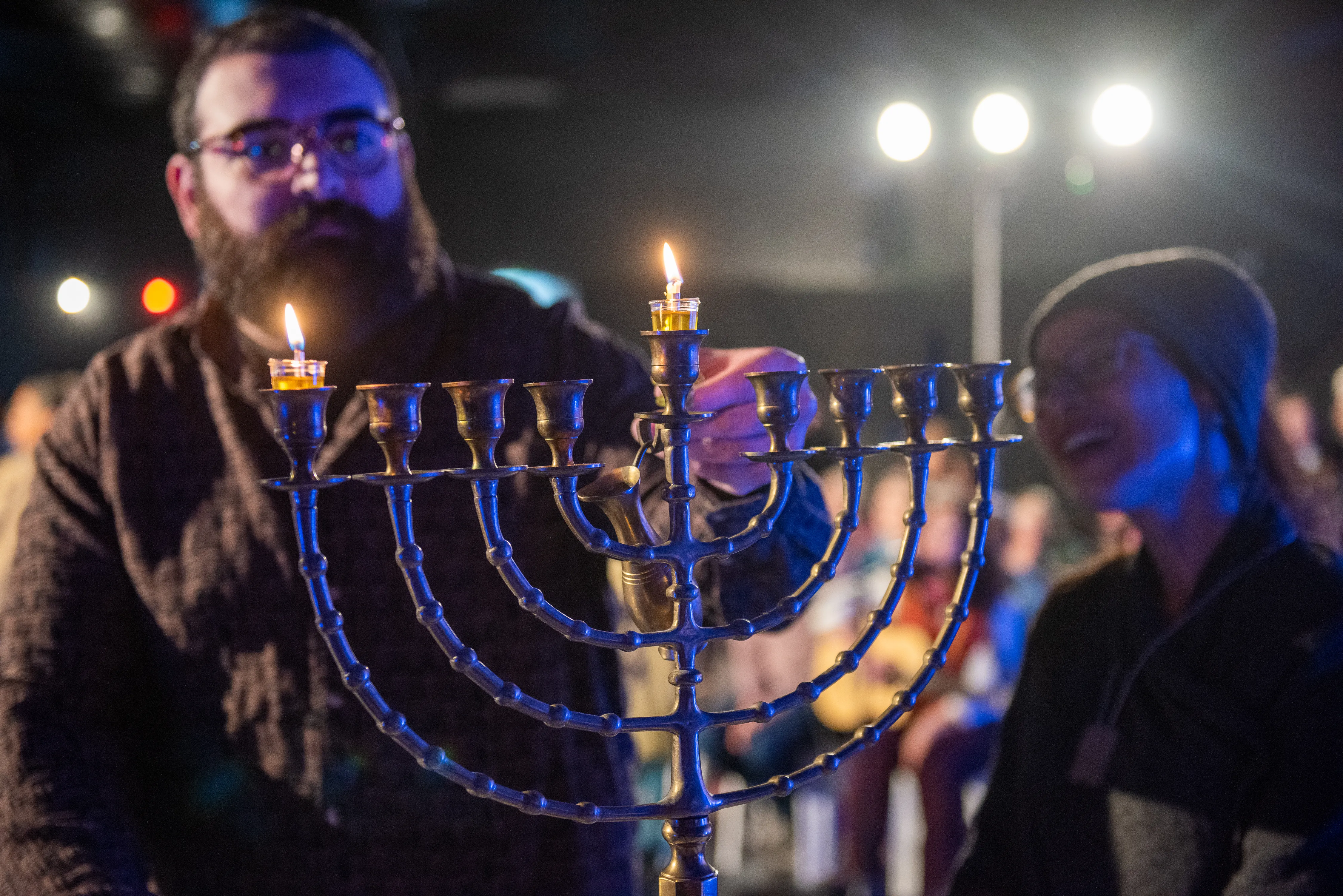 The lighting of the first Hanukkah candle during the interfaith event organized by the Kehilat Zion on the first night of Hanukkah on Dec. 7, 2023, in Jerusalem.?w=200&h=150