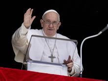 Pope Francis delivered an address before praying the Regina Caeli on Divine Mercy Sunday April 16, 2023.