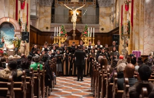 A moment at the vigil in preparation for Christmas held on Dec. 22, 2023, at the Church of St. Saviour in Jerusalem. Credit: Marinella Bandini