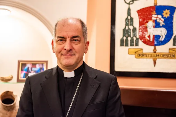 The apostolic nuncio to Jordan, Bishop Giovanni Pietro Dal Toso, during an interview with CNA at the headquarters of the apostolic nunciature in Amman on Thursday, Jan. 11, 2024. Credit: Marinella Bandini