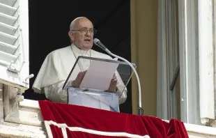 Pope Francis gives the weekly Angelus address on Aug. 27, 2023. Vatican Media.