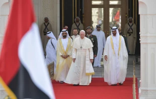 Pope Francis became the first pope to visit the Arabian peninsula when he landed in Abu Dhabi on Feb 4, 2019. Vatican Media
