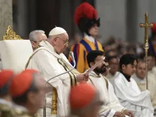 Pope Francis delivers his homily during the Mass for the solemnity of the Epiphany in St. Peter's Basilica on Jan. 6, 2024.