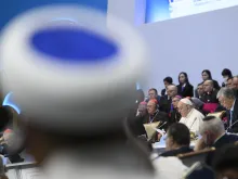 Pope Francis speaking at the 7th Congress of Leaders of World and Traditional Religions in Nur-Sultan, Kazakhstan, Sept. 15, 2022.