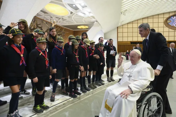 Pope Francis greets pilgrims at his general audience in Paul VI Hall on Jan. 25, 2023. Credit: Vatican Media