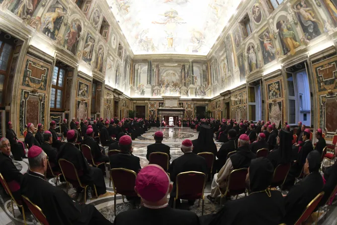 2Pope Francis with bishops in the Vatican's Clementine Hall, Sept. 8, 2022