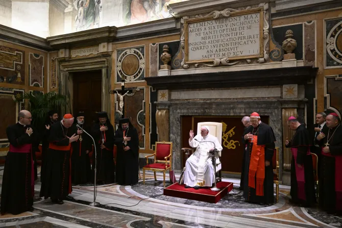 3Pope Francis with bishops in the Vatican's Clementine Hall, Sept. 8, 2022