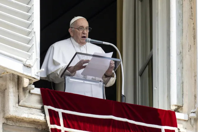 Pope Francis delivers his Angelus address on June 18, 2023.