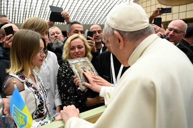 Pope Francis meets with Missionaries of Mercy at the Vatican on April 25, 2022