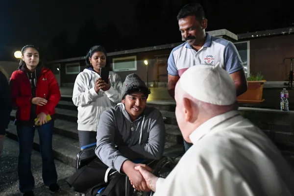 Pope Francis meets with residents of apartments adjacent to the Parish of Santa Maria Madre dell’Ospitalità in Villa Verde in Rome on Nov. 16, 2023. Credit: Vatican Media