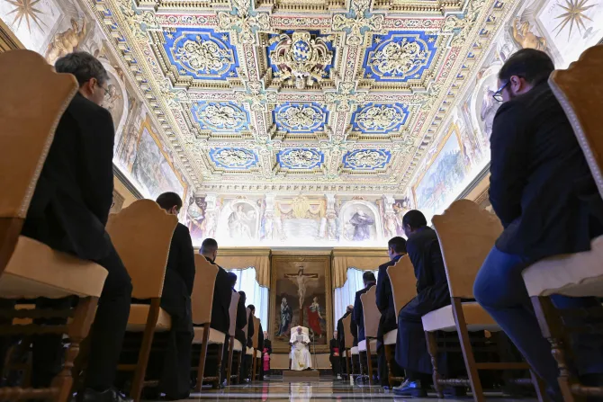 Pope Francis meets participants in an international training course for liturgical celebrations in Catholic dioceses on Jan. 20, 2023