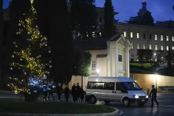 The mortal remains of Benedict XVI were moved early in the morning on Jan. 2, 2023, from his former residence in the Vatican's Mater Ecclesiae Monastery to St. Peter's Basilica, where the late pope is lying in state through Jan. 4. Thousands waited in line to pay their respects. Vatican Media