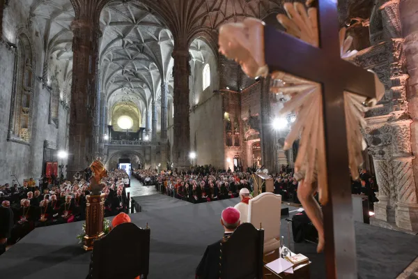 Pope Francis participates in vespers at Jerónimos Monastery in Portugal, Aug. 2, 2023. Credit: Vatican Media