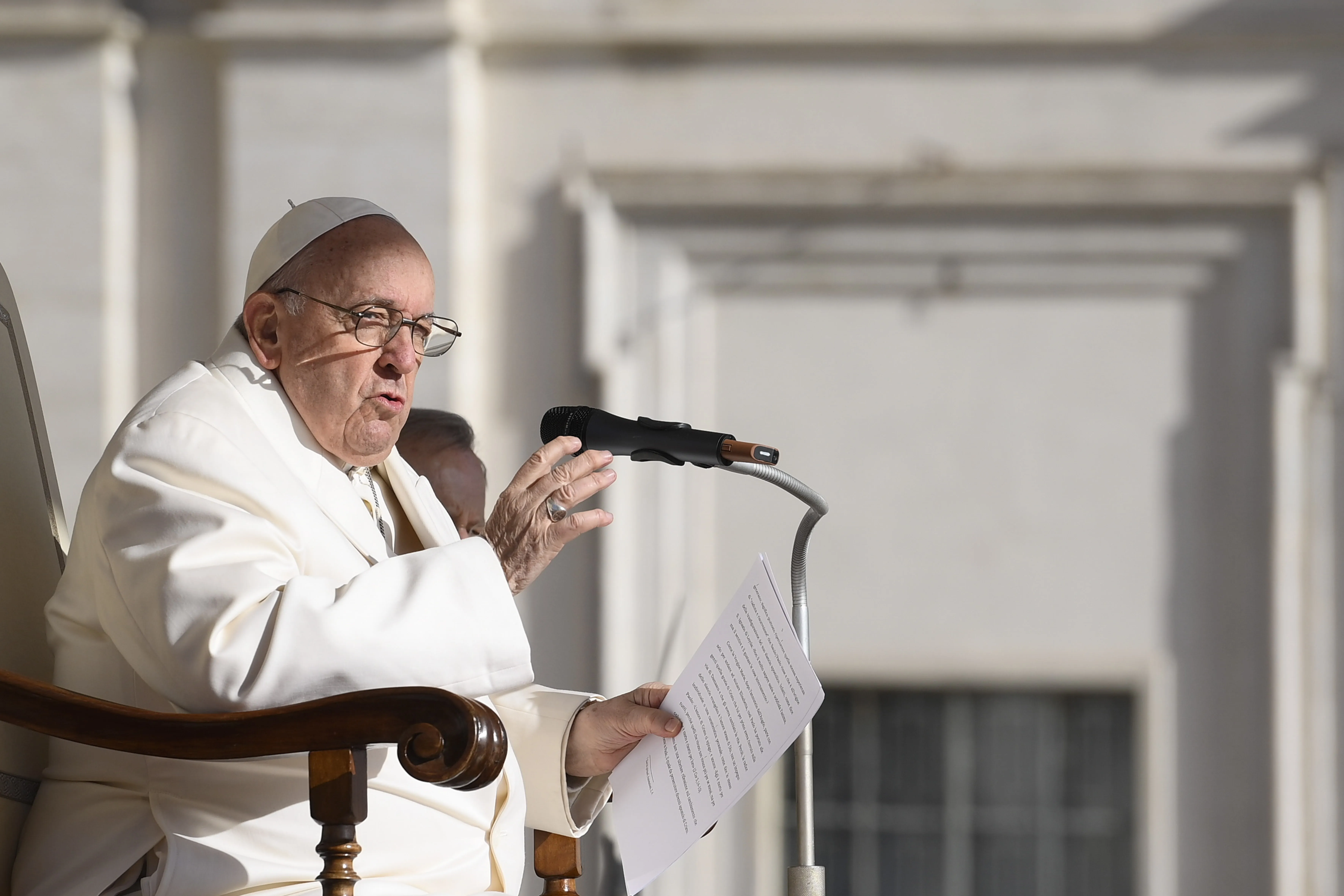 Pope Francis speaks at his general audience in St. Peter's Square on March 29, 2023.?w=200&h=150