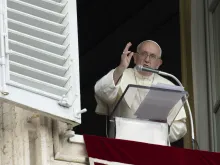 Pope Francis blesses the crowds in St. Peter's Square after praying the Angelus on July 2, 2023.