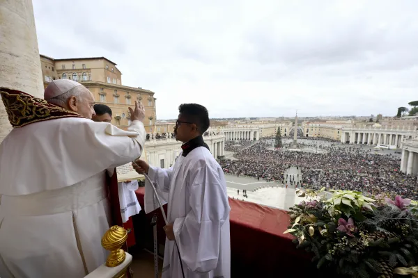 Pope Francis gives his annual “urbi et orbi” blessing on Christmas from the central balcony of St. Peter’s Basilica on Dec. 25, 2023. Credit: Vatican Media