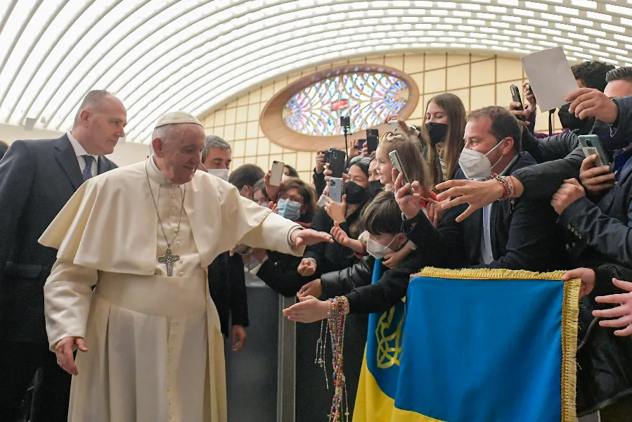 Pope Francis at the general audience in Paul VI Hall on March 16, 2022.?w=200&h=150
