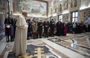 Pope Francis meets with the Centesimus Annus Pro Pontifice Foundation at the Vatican on Oct. 23, 2021. Vatican Media