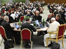 Pope Francis among the delegates of the Synod on Synodality, held in October of 2023.