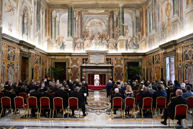 Pope Francis meets members of the Papal Foundation in the Vatican’s Clementine Hall, April 28, 2022