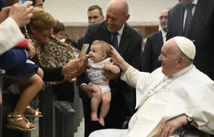 Pope Francis addressed a group of Italian entrepreneurs Monday, Sept. 12, 2022, about the need to support working mothers. Vatican Media