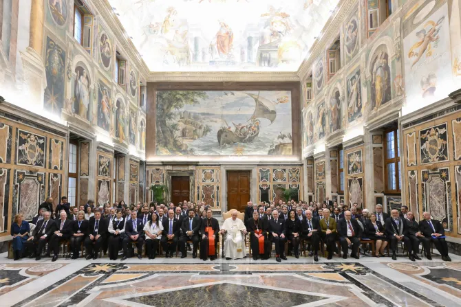 Pope Francis meeting with a delegation of the