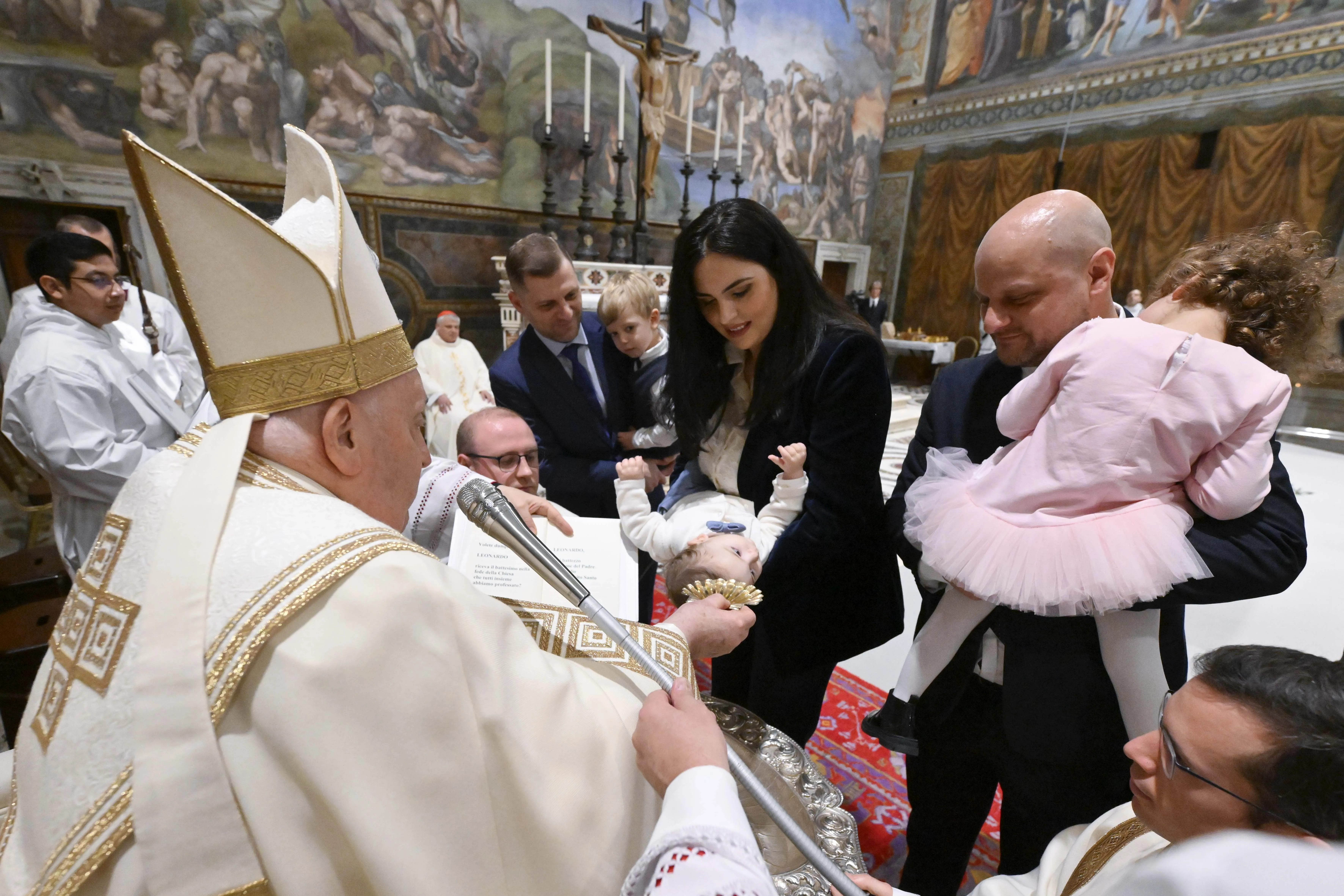 Pope Francis baptizes babies in the Sistine Chapel on Jan. 7, 2024.?w=200&h=150