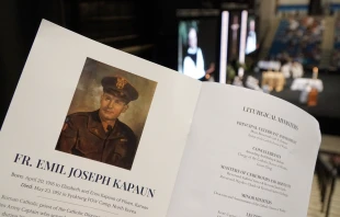 “We are here today to provide for him what was not provided for him 70 years ago, a Mass of Christian burial,” said Bishop Carl A. Kemme during the funeral Mass on Wednesday, Sept. 29, in Park City, Kansas. “And, though we are all praying for his intercession, we must nevertheless pray for his repose as we do for all the dead. This is our Christian duty as we bring him to his new place of rest.” Beloit St John's Media