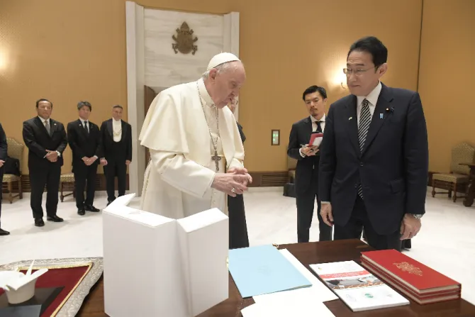 Pope Francis meets with Japanese Prime Minister Fumio Kishida at the Vatican, May 4, 2022