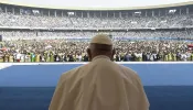 Pope Francis interacted with an energetic crowd of 65,000 young adults and catechists at Martyrs' Stadium in Kinshasa, Democratic Republic of Congo, on Feb. 2, 2023.