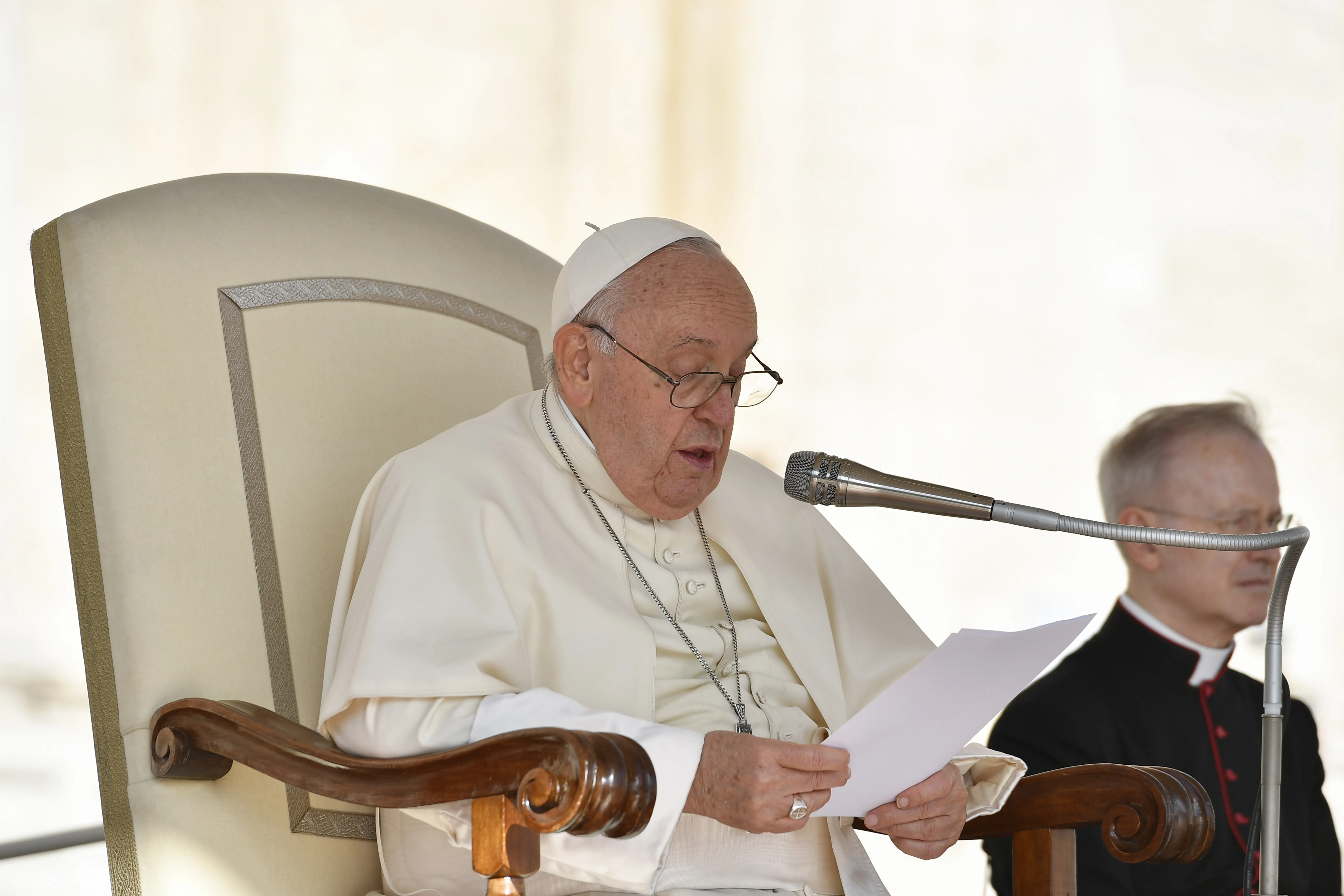 Pope Francis speaks during his general audience in St. Peter's Square on Oct. 11, 2023.?w=200&h=150