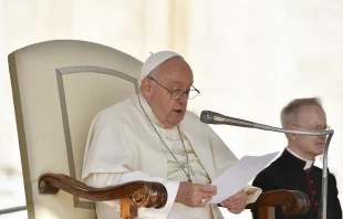 Pope Francis speaks during his general audience in St. Peter's Square on Oct. 11, 2023. Credit: Vatican Media