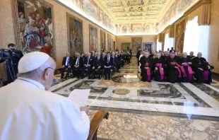 Pope Francis meets with the leaders of the Equestrian Order of the Holy Sepulchre of Jerusalem at the Vatican on Nov. 9, 2023. Credit: Vatican Media