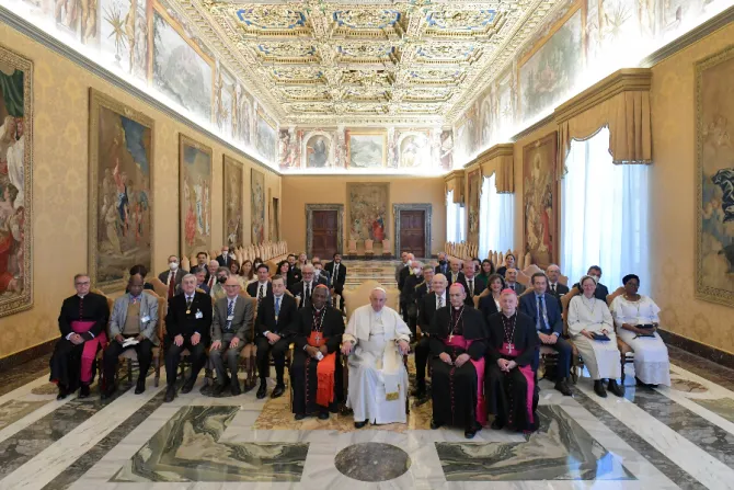 Pope Francis meets participants in the Pontifical Academy of Social Sciences’ plenary meeting at the Vatican, April 29, 2022
