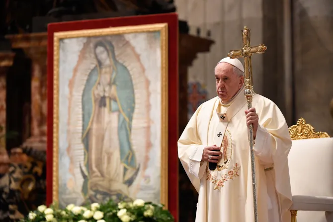 Pope Francis offers Mass on the feast of Our Lady of Guadalupe on Dec. 12, 2020.