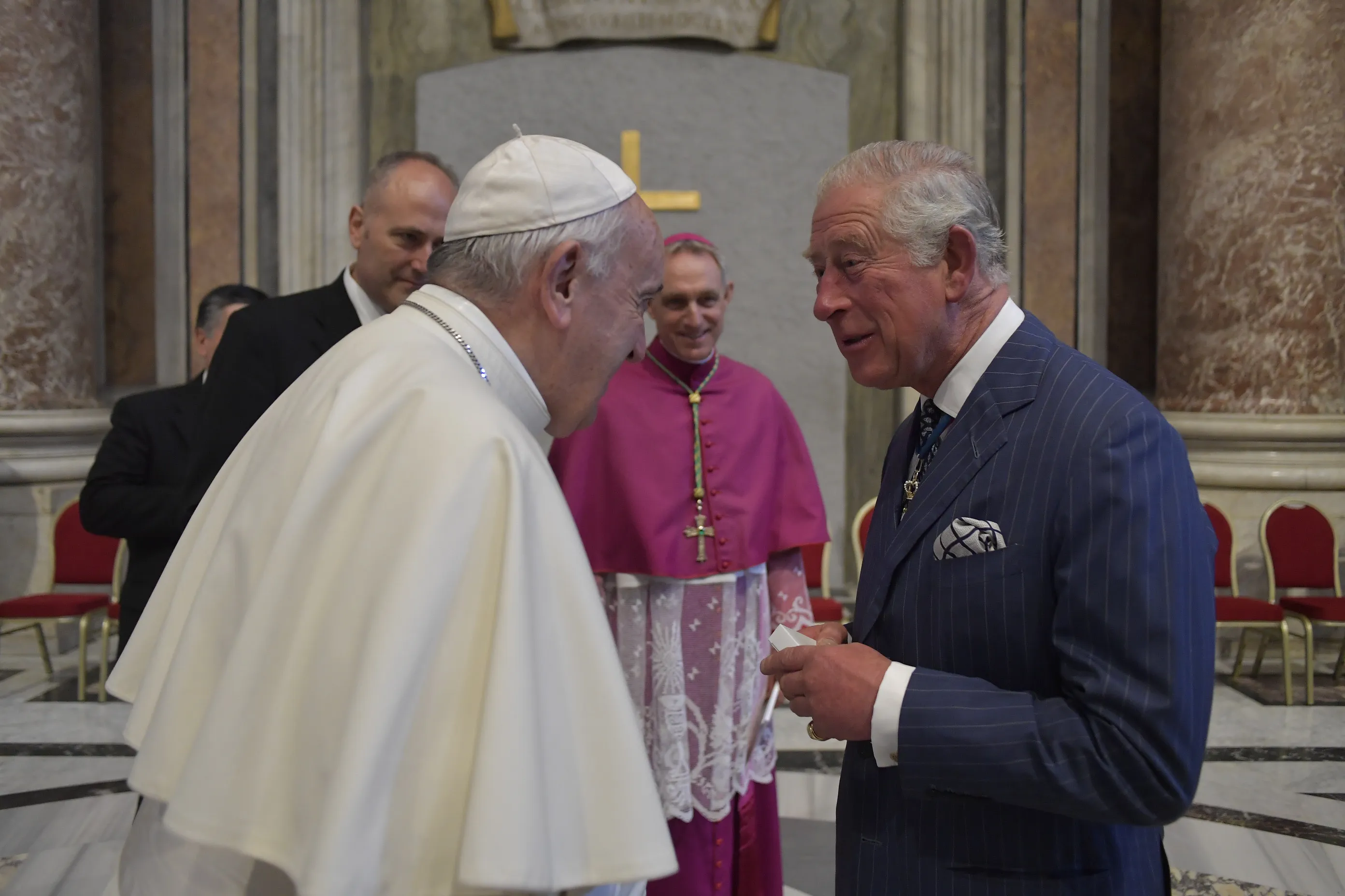 Pope Francis greets His Royal Highness Prince Charles of Wales at the canonization of St. John Henry Newman at the Vatican on Oct. 13, 2019.?w=200&h=150