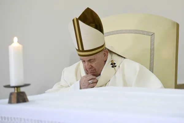 Pope Francis presided over a livestreamed Mass for more than 80 inmates, family, staff, and guards in the chapel of the Casal del Marmo juvenile detention center on Rome’s outskirts on April 6, 2023. Credit: Vatican Media