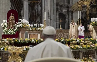 Pope Francis at the Easter Vigil Mass in St. Peter's Basilica on April 16, 2022. Vatican Media