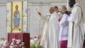 Pope Francis presides over Easter Sunday Mass in St. Peter's Square on March 31, 2024.