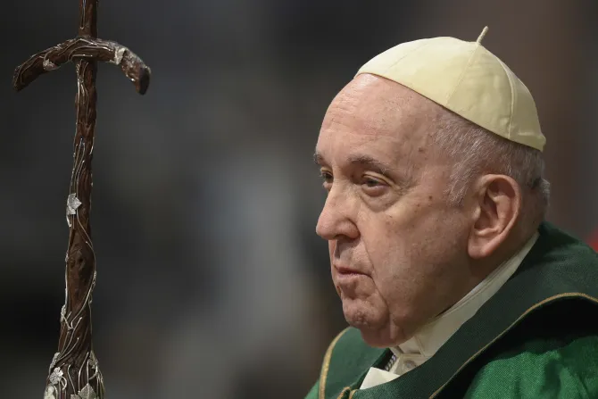 Pope Francis at Mass for the Sunday of the Word of God on Jan. 22, 2023.