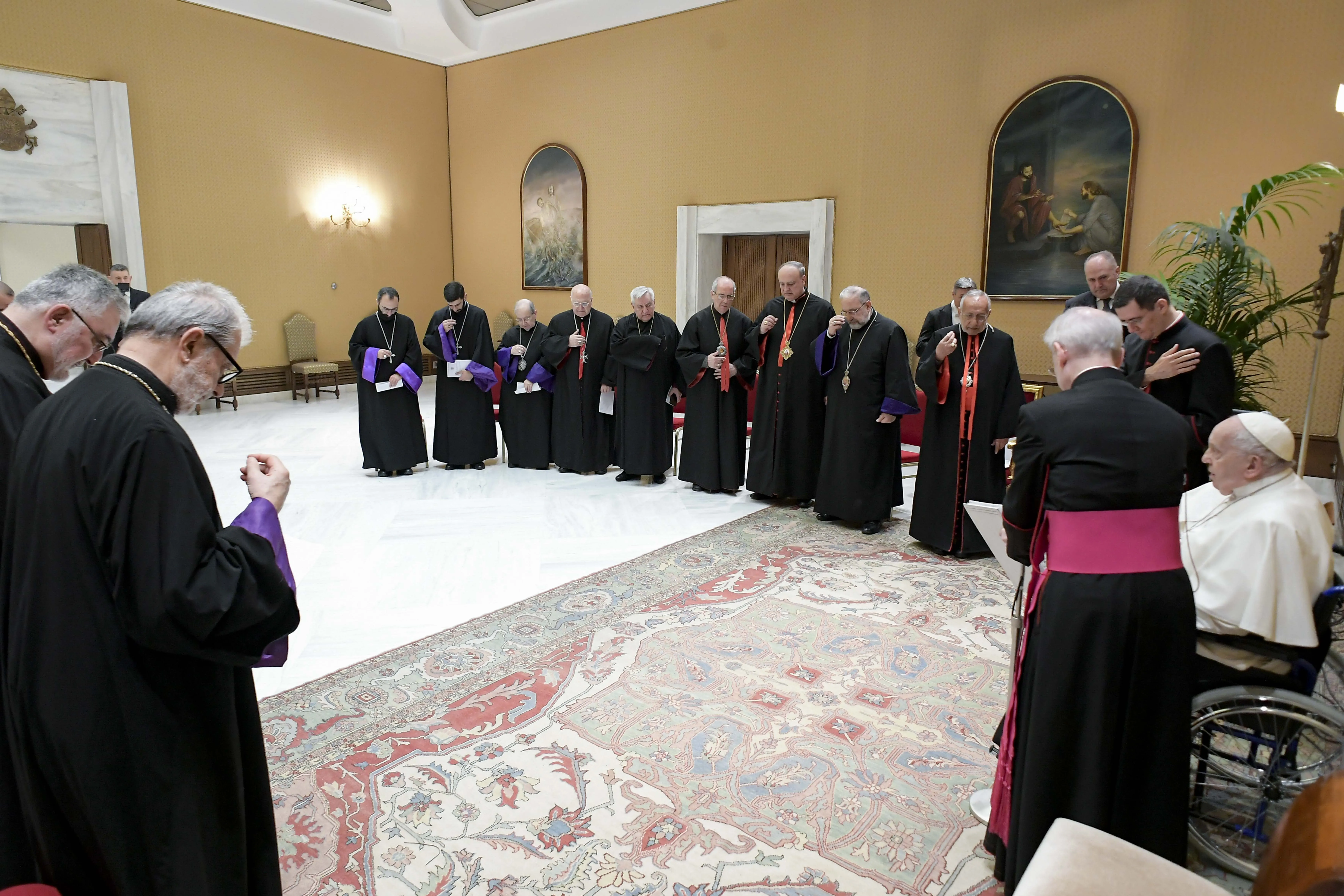 Pope Francis meets at the Vatican with bishops from the Armenian Catholic Church o Feb. 28, 2024.?w=200&h=150