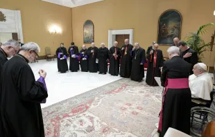 Pope Francis meets at the Vatican with bishops from the Armenian Catholic Church o Feb. 28, 2024. Credit: Vatican Media