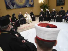 Pope Francis meets with the Ukrainian Council of Churches and Religious Organizations on Jan. 25, 2023, at the Vatican.