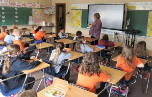 A classroom of St. Anthony of Padua School in Parma, Ohio, reopened in temporary facilities after a February arson. Catholic Diocese of Cleveland
