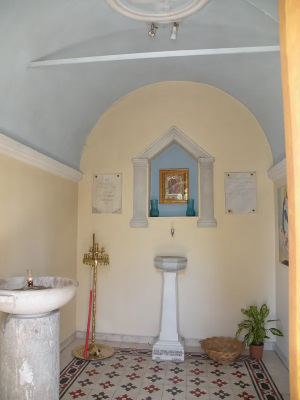 A copy of the original icon of Our Lady in a side chapel at the Shrine of Vryssi on the island of Tinos, Greece. Photo courtesy of the Congregation of the Servants of the Virgin of Matarà