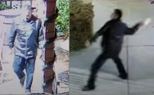 Security camera footage shows the same man committing all three acts of vandalism to the California church.?w=200&h=150