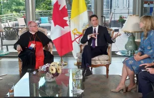 Canadian Prime Minister Justin Trudeau and other government officials held bilateral meetings with Pope Francis and Cardinal Pietro Parolin on July 27, 2022, during the pope's trip to that country. Credit: pool VAMP