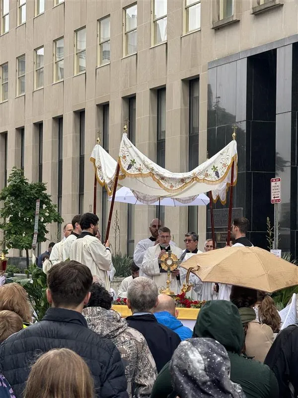 The Blessed Sacrament is seen at the Eucharistic procession in Washington, D.C. on May 18, 2024. Credit: Christina Herrera